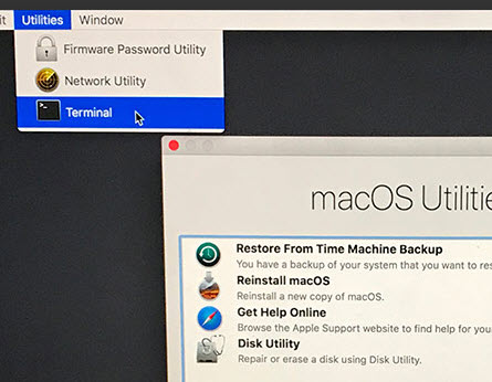 mac os x utilities screen on startup