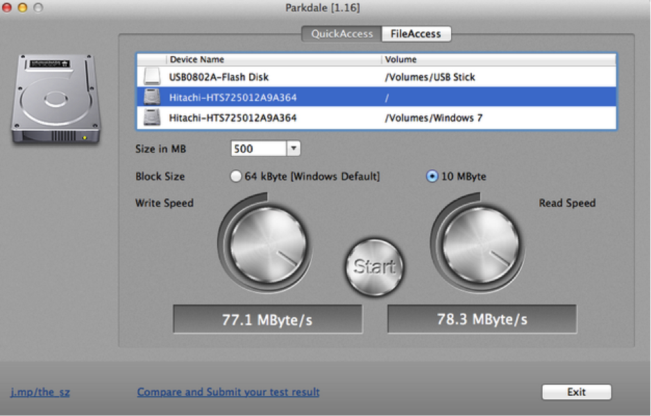 Hard drive speed test on Mac-Parkdale