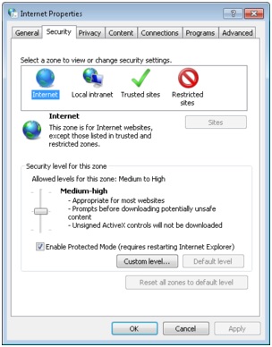 Modificare la protezione Internet per risolvere il problema dell'applicazione Win32 non valida