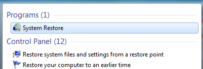 System restore to fix blue screen 0x0000001e-step 1