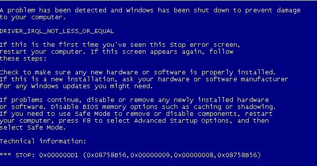 What is Bluescreen 0x000000d1