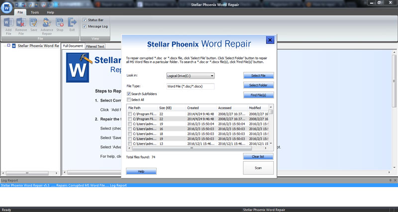repair corrupt doc and docx word file step 2
