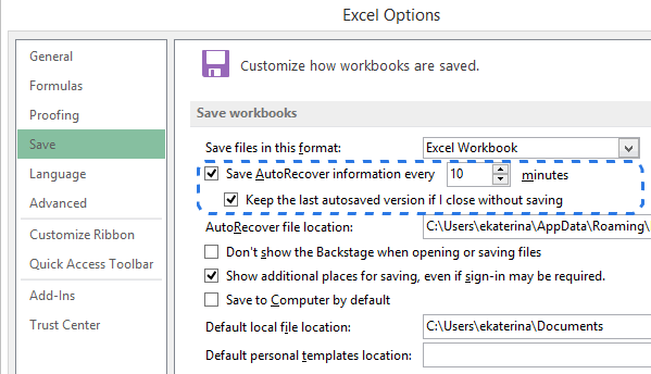 excel recupero file