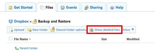 dropbox restore deleted files