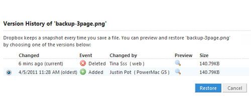 recover deleted files in dropbox