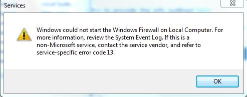 there is one warning firewall is not functioning correctly