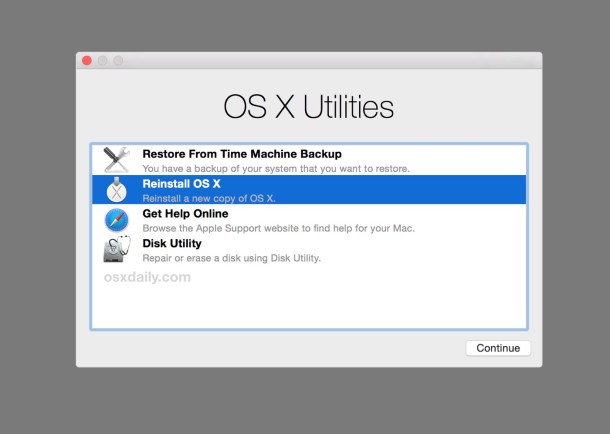 mac os x utilities at boot