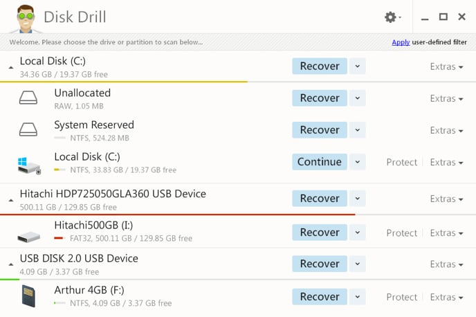 Disk Drill perangkat lunak pemulihan data gratis pada Windows 10