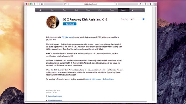 os x recovery disk assistant application download