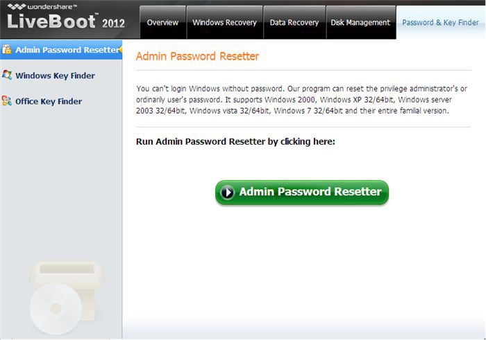 admin password resetter om usb