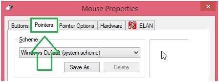 mudar o cursor do mouse no Windows
