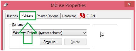 cambiar el cursor del mouse en Windows