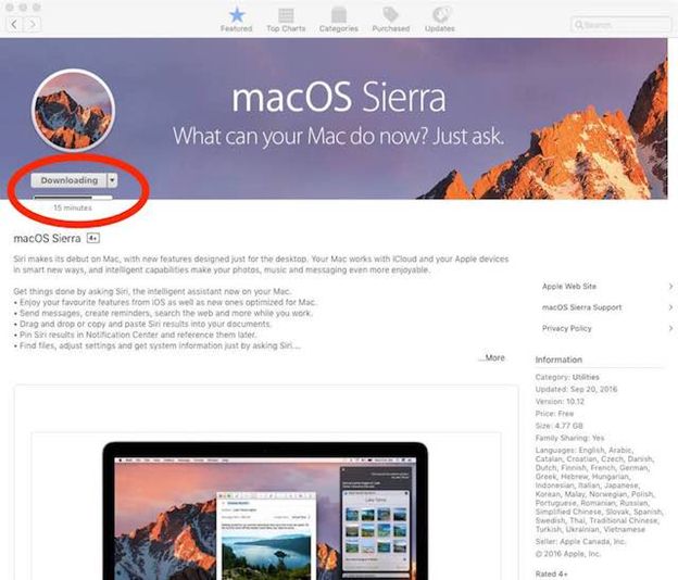 update macbook sierra