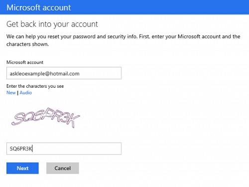 hotmail account password change