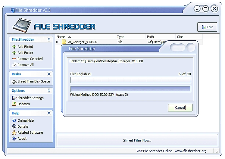 lightweight file shredder for windows xp