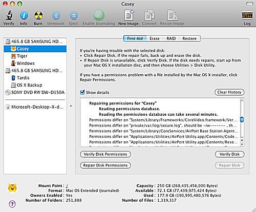 mac disk utility repair permissions