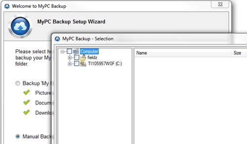 backup de arquivo com MyPCBackup 5