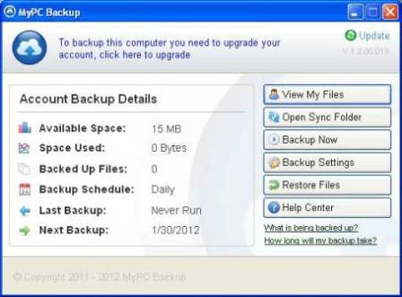 backup de arquivo com MyPCBackup 6