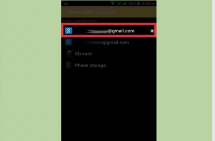 Backup contacts to Google account