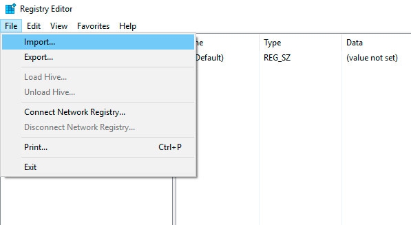 reset registry to default windows 10