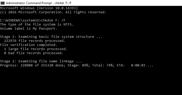 how to fix a corrupted hard drive from comand prompt