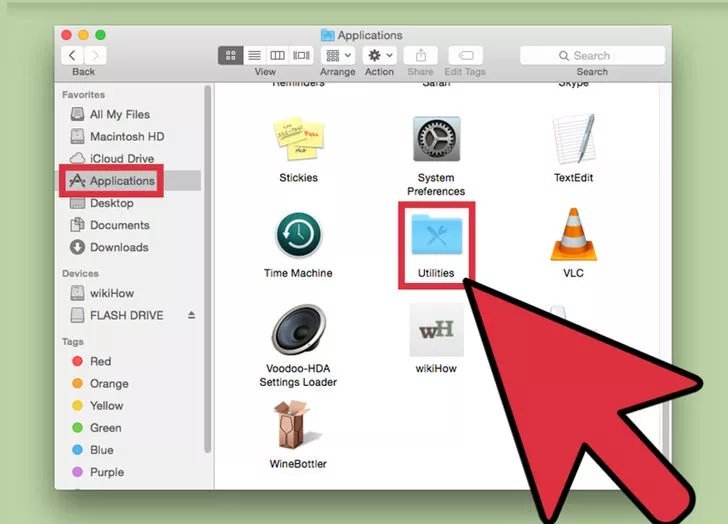 Wählen Sie Dienstprogramme auf Mac um USB zu formatieren