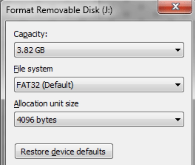 removable disk formatting
