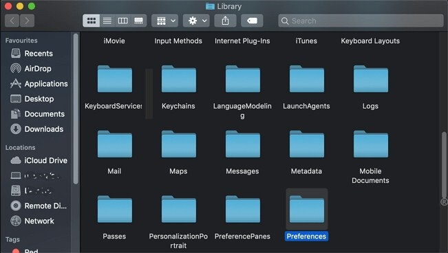 Locate the Word Preferences folder