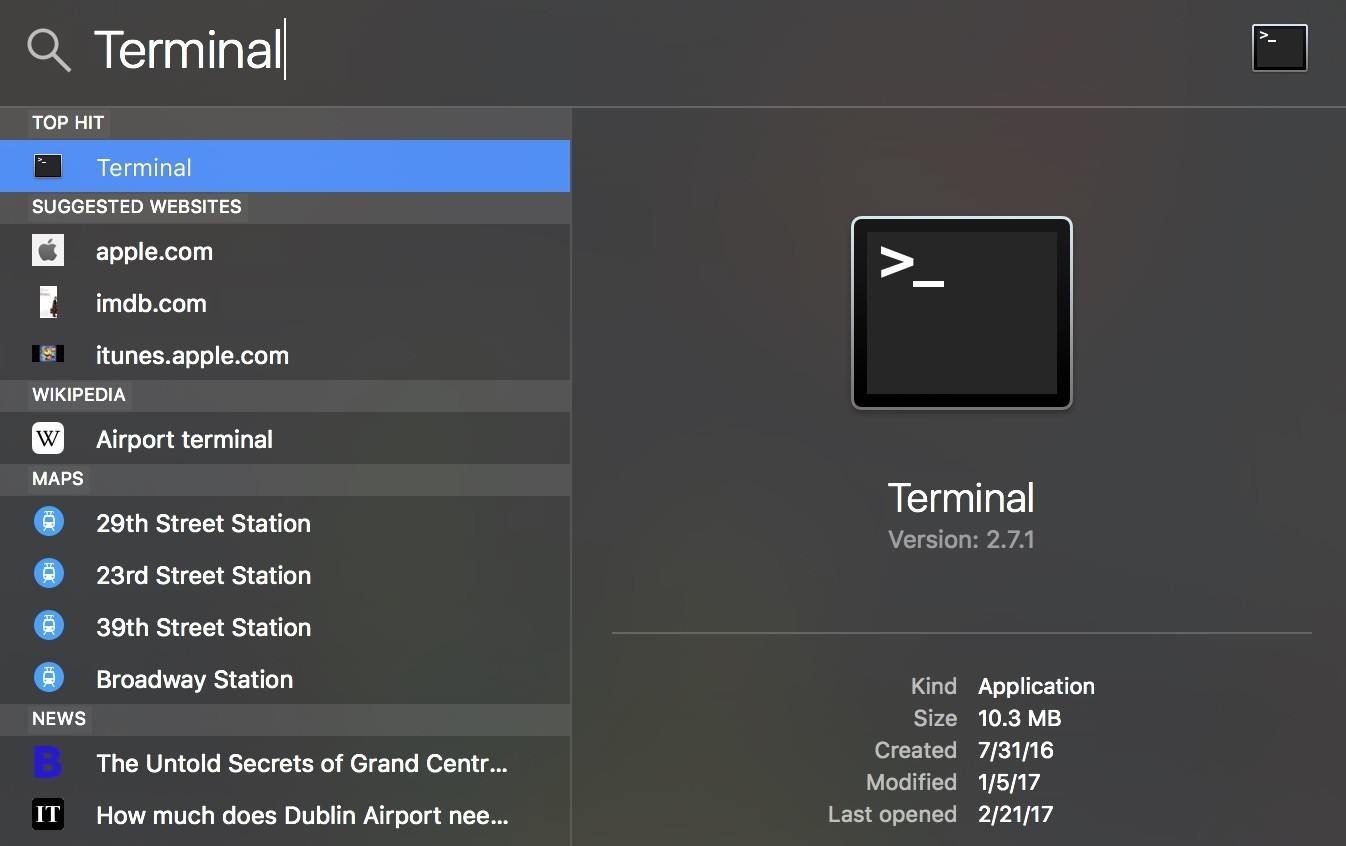 mac open terminal shortcut