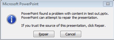 powerpoint repair presentation error