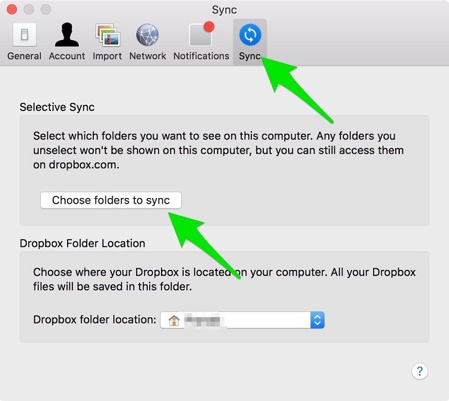 dropbox folder sync for mac