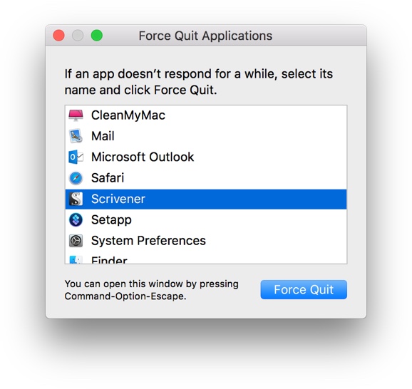how to force quit outlook on mac
