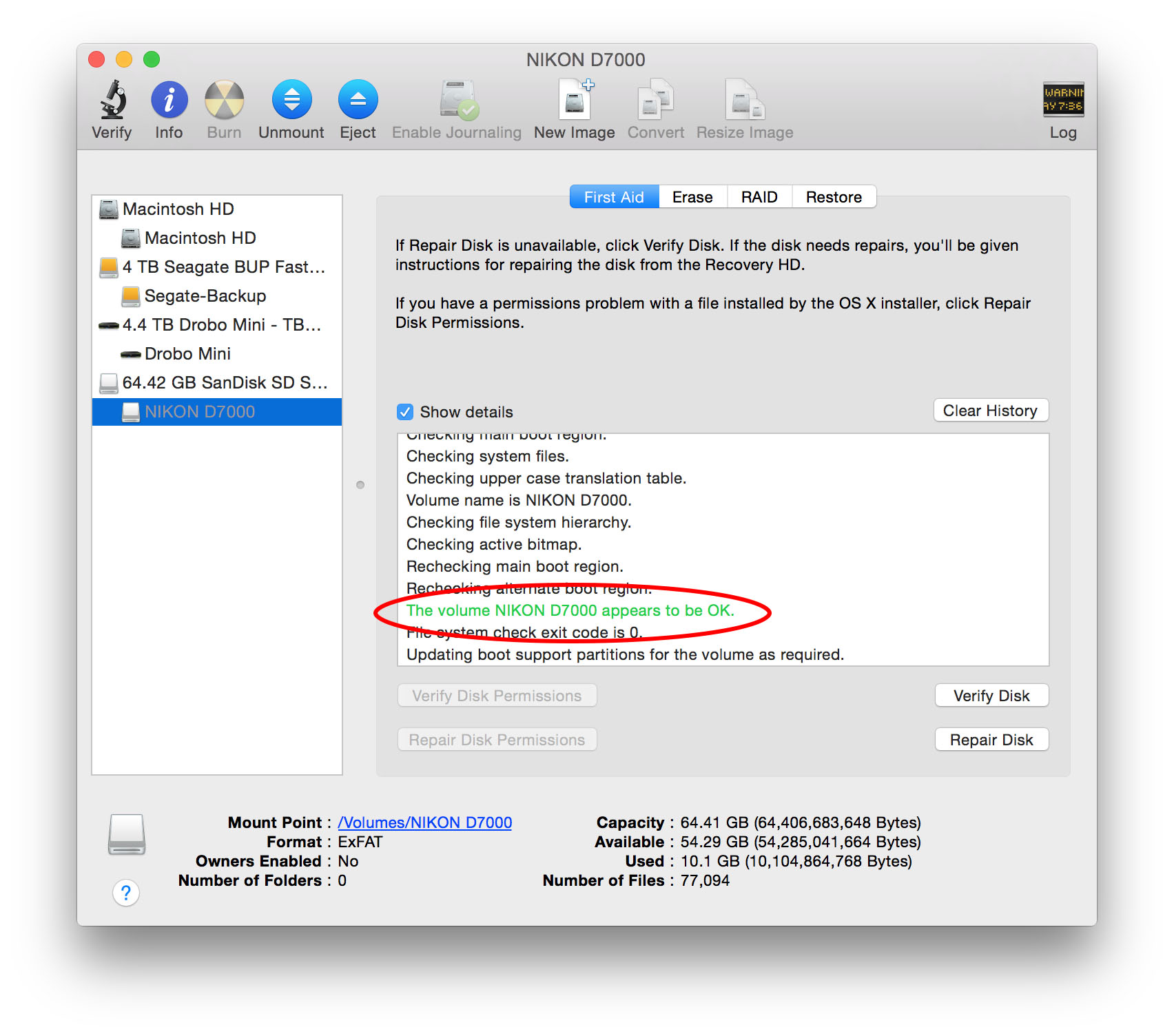 select repair disk to repair the sd card on mac