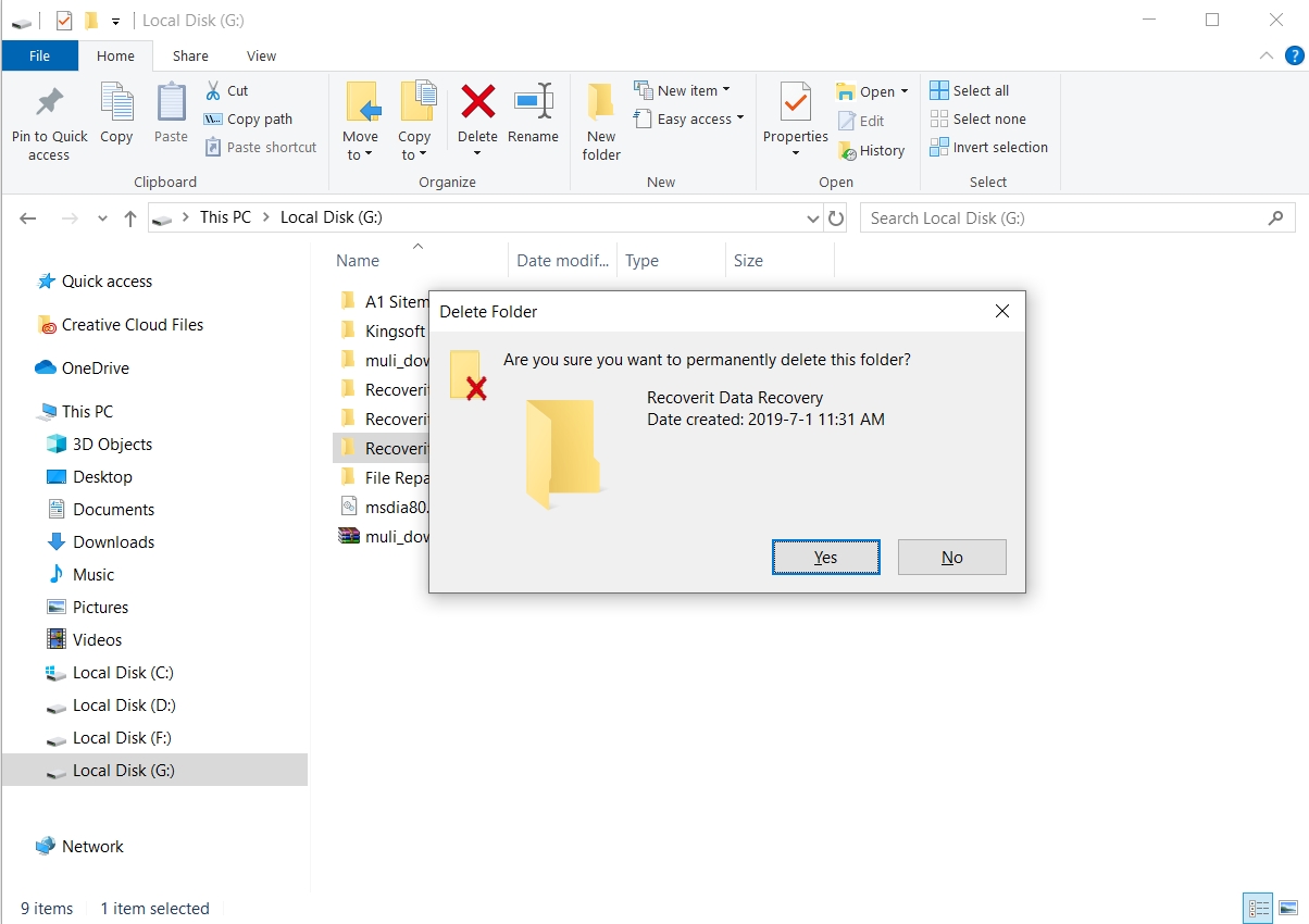 windows restore large deleted folder