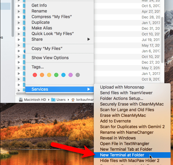 mac terminal commands another folder