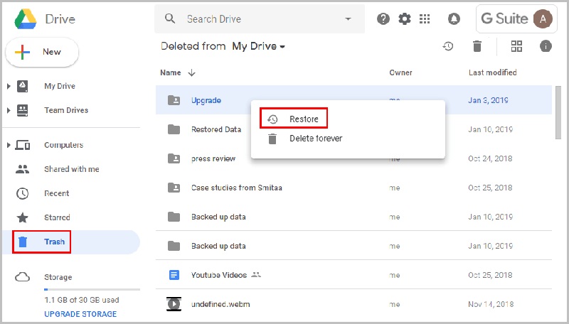 any data recovery google drive