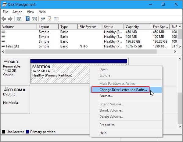 format kartu sd dengan disk management