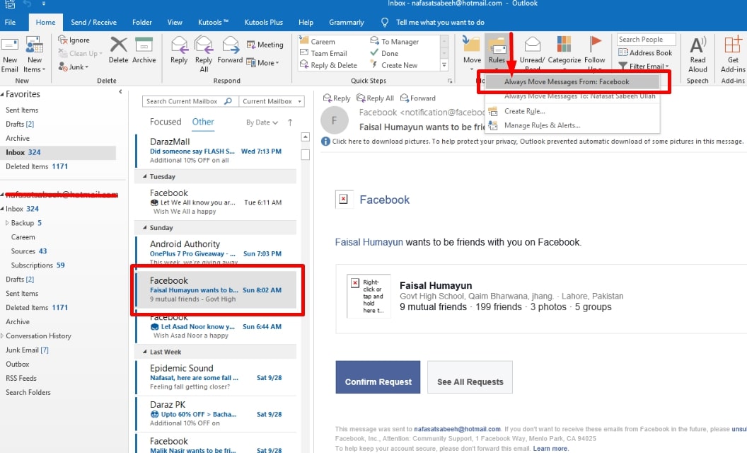how to stop add emails to my inbox in hotmail