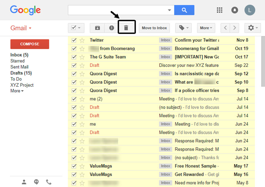 how to delete all mail in my gmail inbox