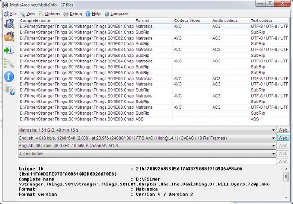 Inspecione os detalhes do Codec 