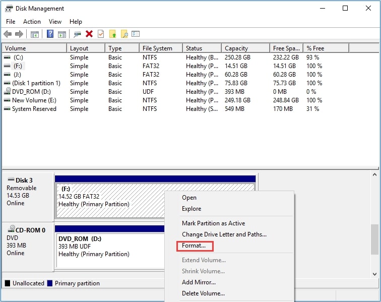 windows 10 how to format usb drive fat32