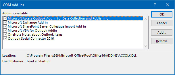 com add ins outlook 2007 not loading