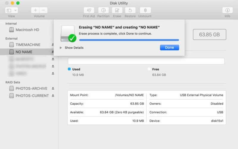mac os disk utility command line format