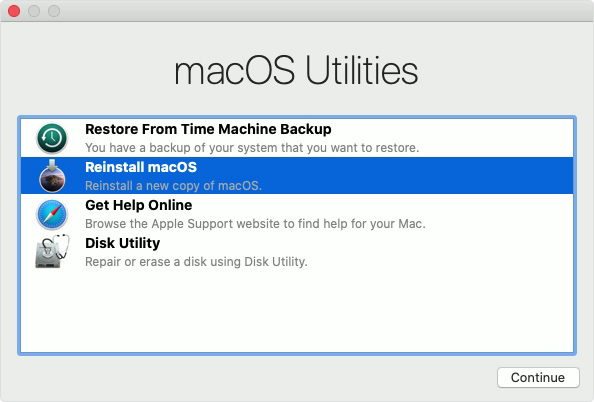 إعادة تثبيت MacOS