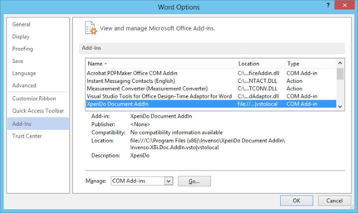 manage add ins outlook 2013