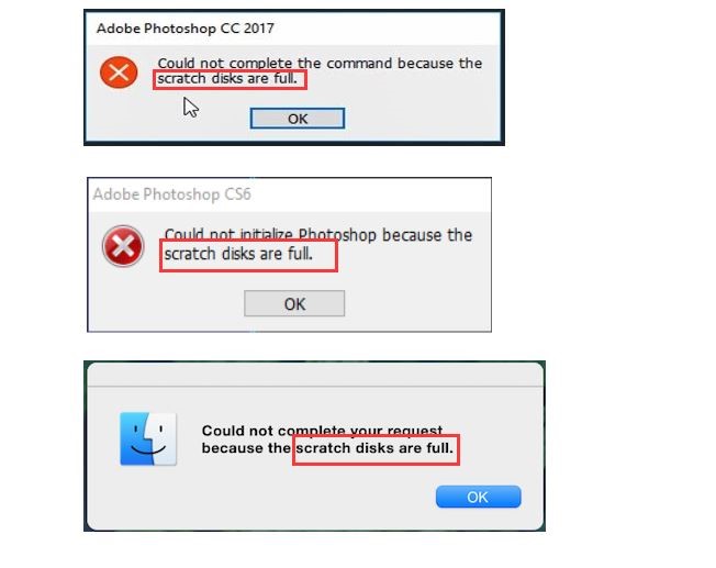 cannot initialize error photoshop 7 scratch disk is full
