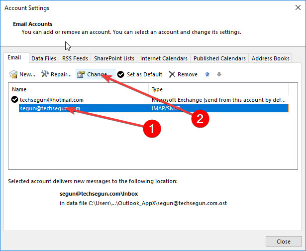 ipage email outlook error 421 cannot connect to smt