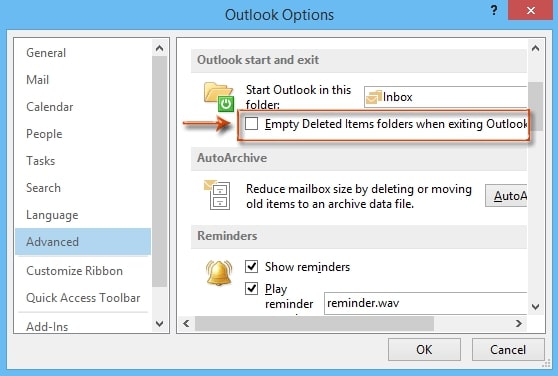 in mailbird how do i empty my deleted items folder