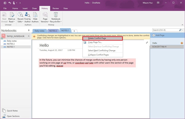 onenote not syncing windows 10