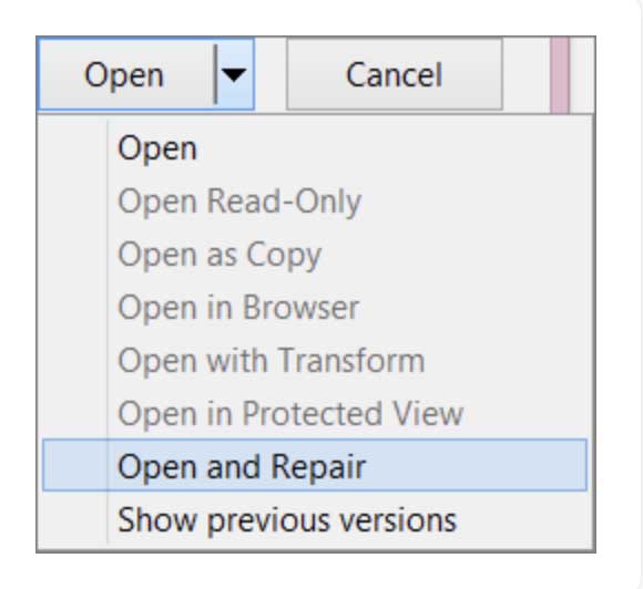 Word repair. Repair слово. Open click.